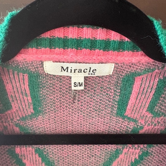 S/M Miracle Pink/Green Chain Link Cardigan - Picture 2 of 3